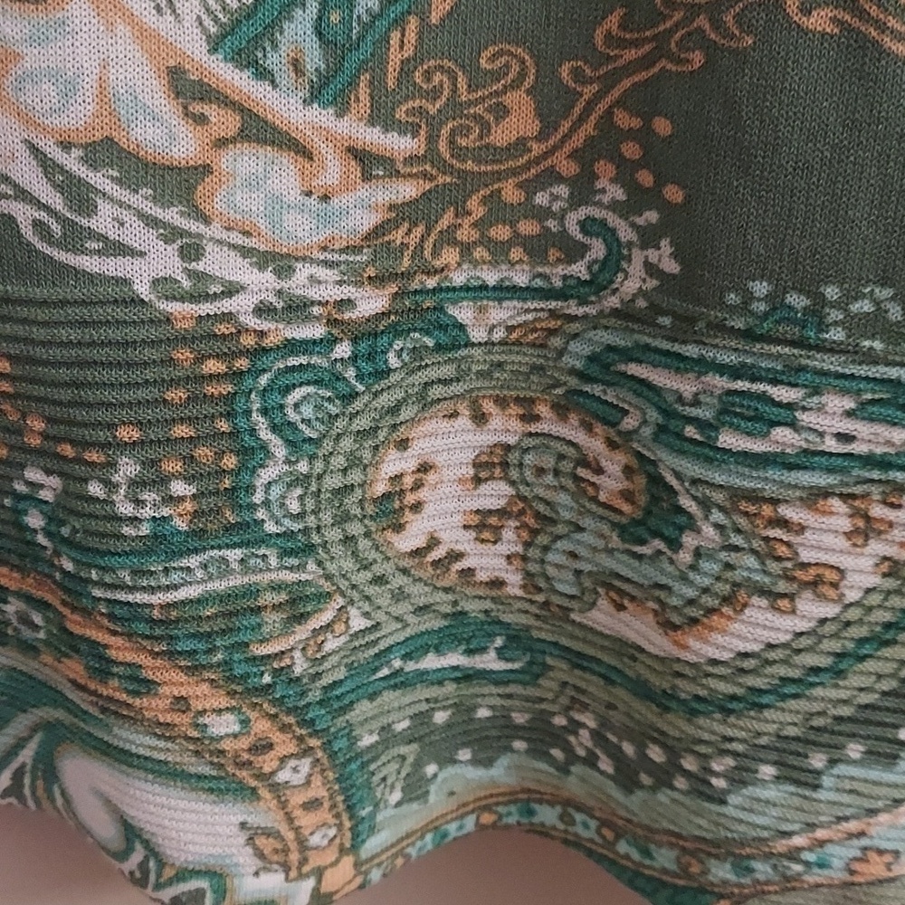 CHICO'S The Everyday Green Paisley Long Sleeve Button Down Cardigan Sweater - Picture 10 of 12